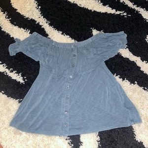 AE BLUE COLD SHOULDER TOP
